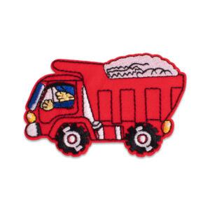 Rød lastbil med grus - Strygemærke